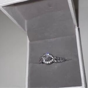 Silver Halo Ring with Clear zirconia diamond